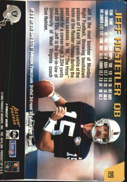 1995 Action Packed Monday Night Football #119 Jeff Hostetler C back image