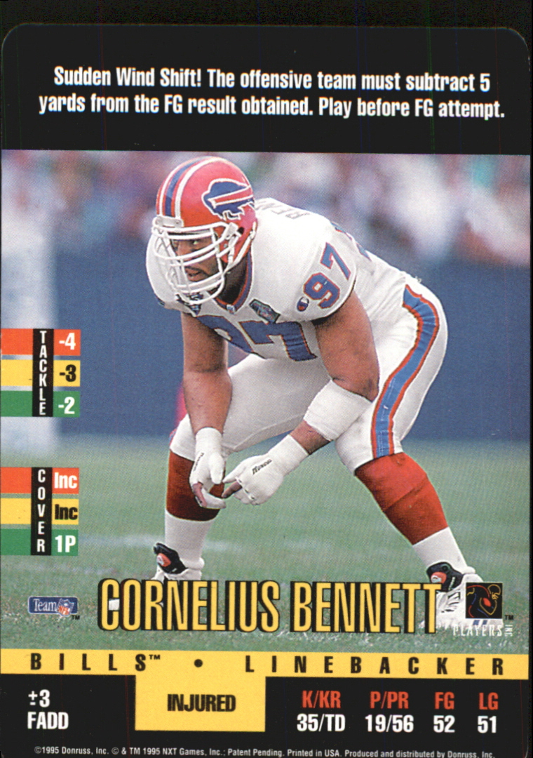 1995 Donruss Red Zone #22 Cornelius Bennett SP