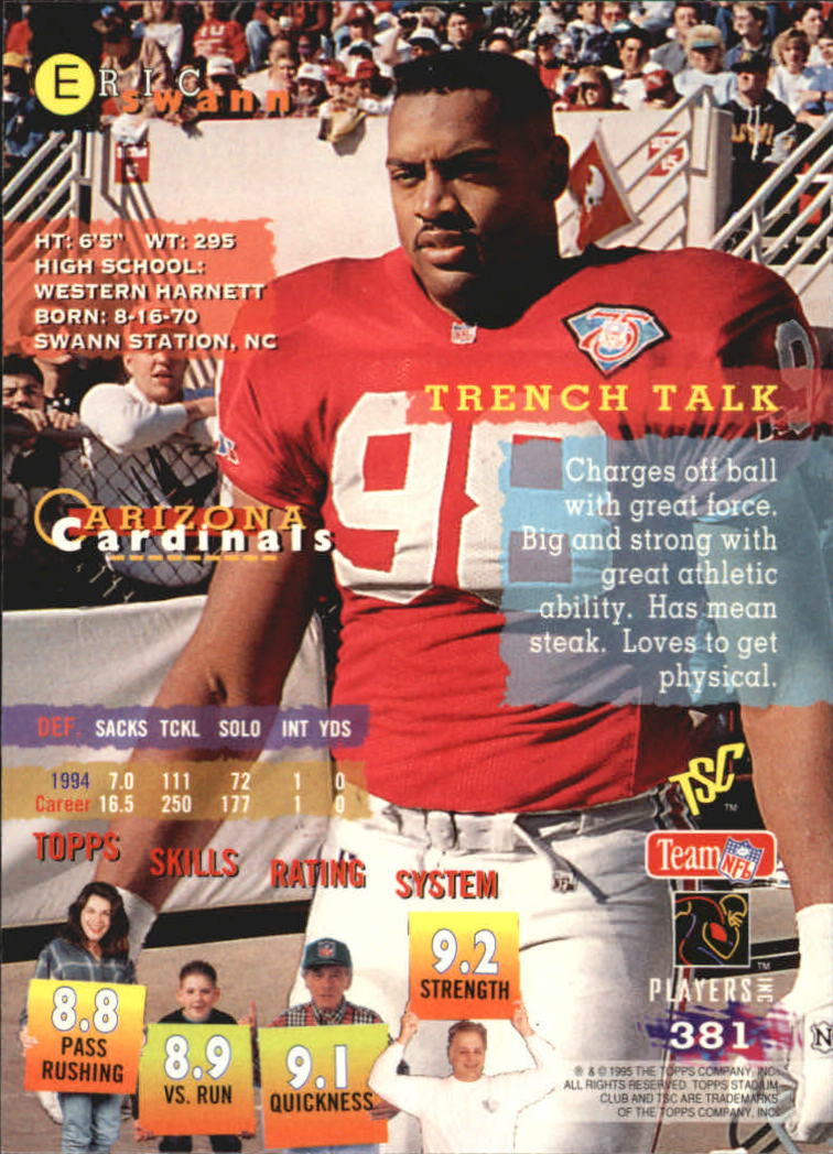 1995 Stadium Club Members Only Parallel #381 Eric Swann back image