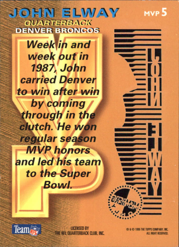 1995 Stadium Club Members Only Parallel #MVP5 John Elway back image