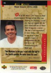 1995 Upper Deck Joe Montana Box Set #41 Bill Walsh CO back image