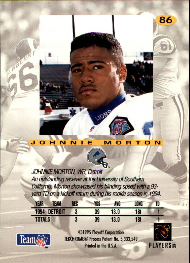 1995 Absolute #86 Johnnie Morton back image