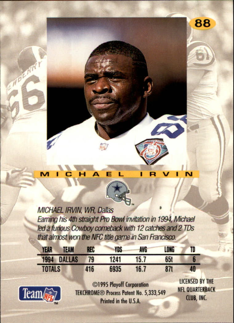 1995 Absolute #88 Michael Irvin back image