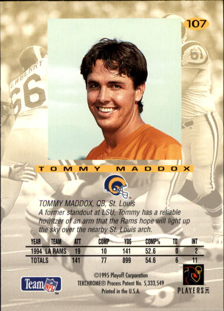 1995 Absolute #107 Tommy Maddox back image