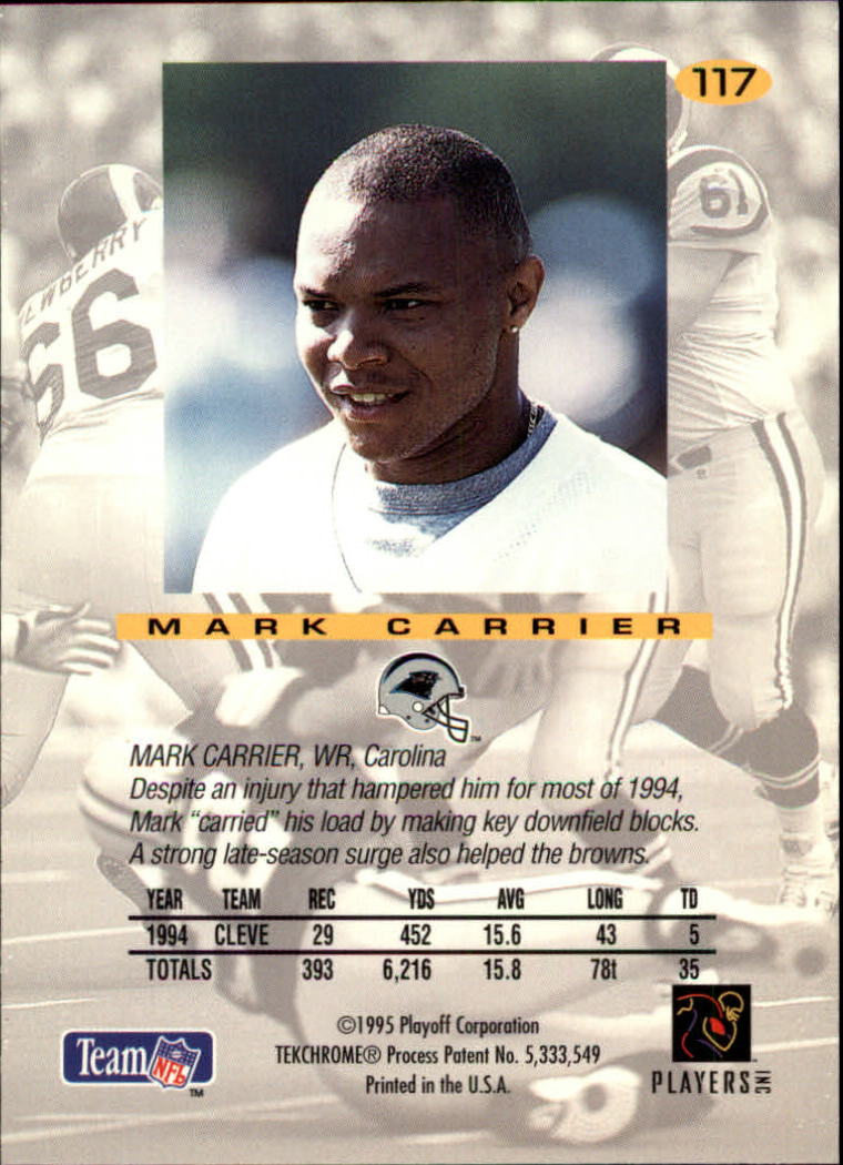 1995 Absolute #117 Mark Carrier WR back image