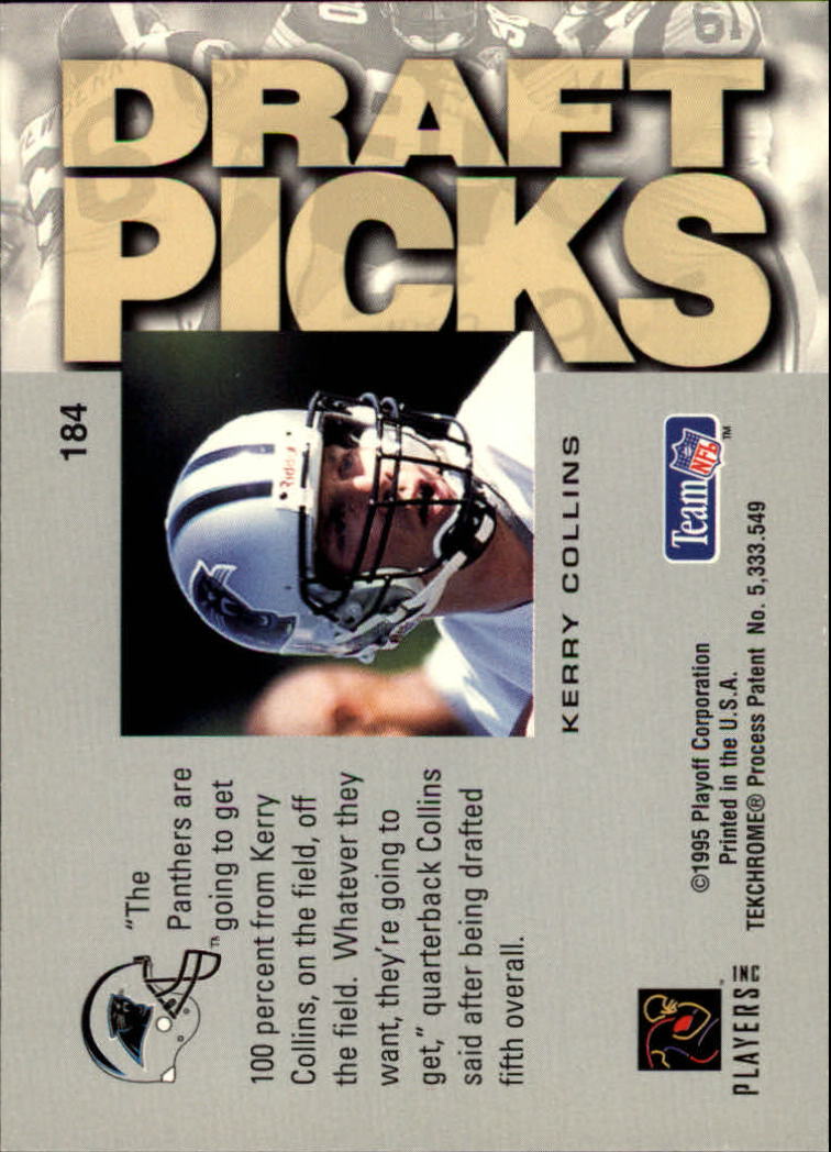 1995 Absolute #184 Kerry Collins RC back image