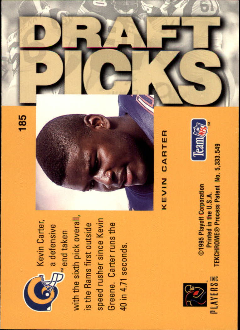 1995 Absolute #185 Kevin Carter RC back image