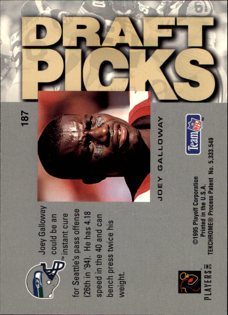 1995 Absolute #187 Joey Galloway RC back image