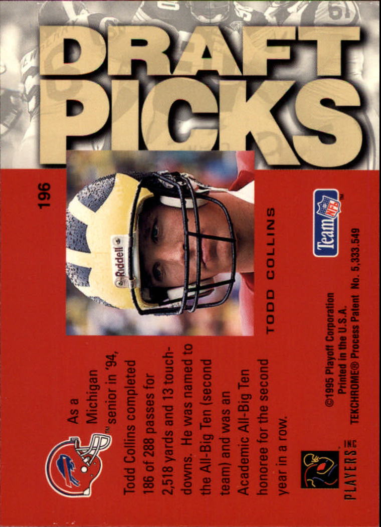 1995 Absolute #196 Todd Collins RC back image