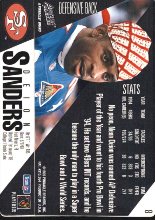 1995 Action Packed #8 Deion Sanders back image