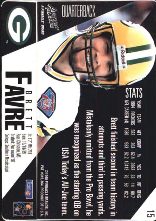 1995 Action Packed #15 Brett Favre back image
