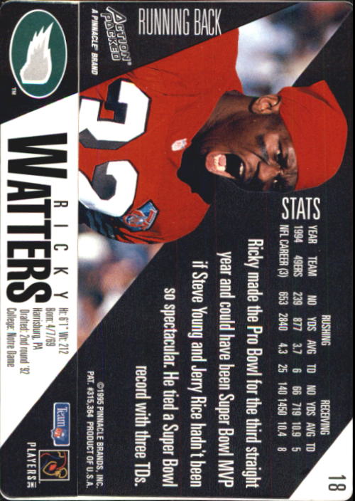 1995 Action Packed #18 Ricky Watters back image