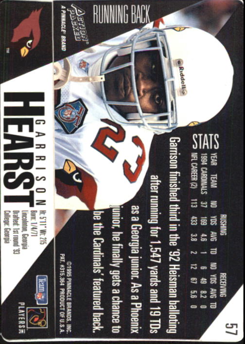 1995 Action Packed #57 Garrison Hearst back image