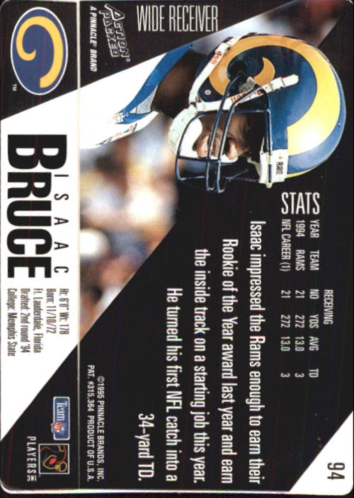 1995 Action Packed #94 Isaac Bruce back image
