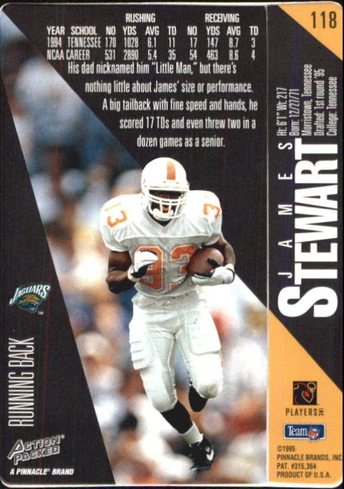 1995 Action Packed #118 James O. Stewart RC back image