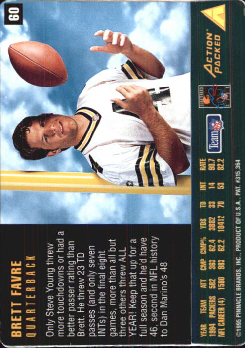 1995 Action Packed Rookies/Stars #60 Brett Favre back image