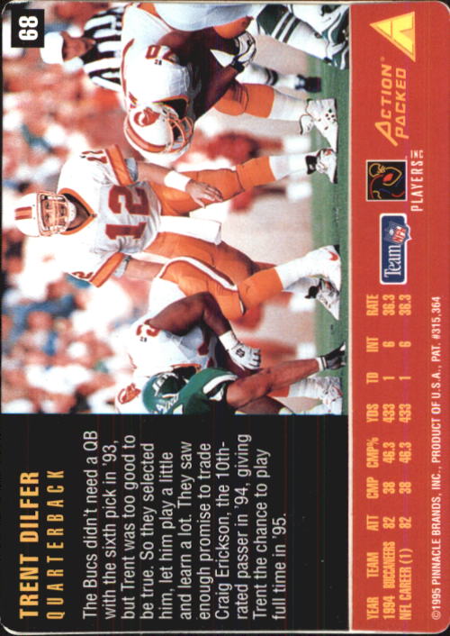 1995 Action Packed Rookies/Stars #68 Trent Dilfer back image