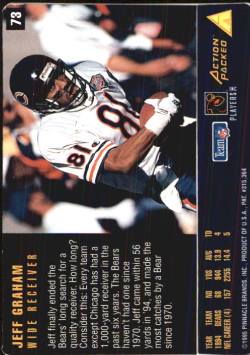 1995 Action Packed Rookies/Stars #73 Jeff Graham back image
