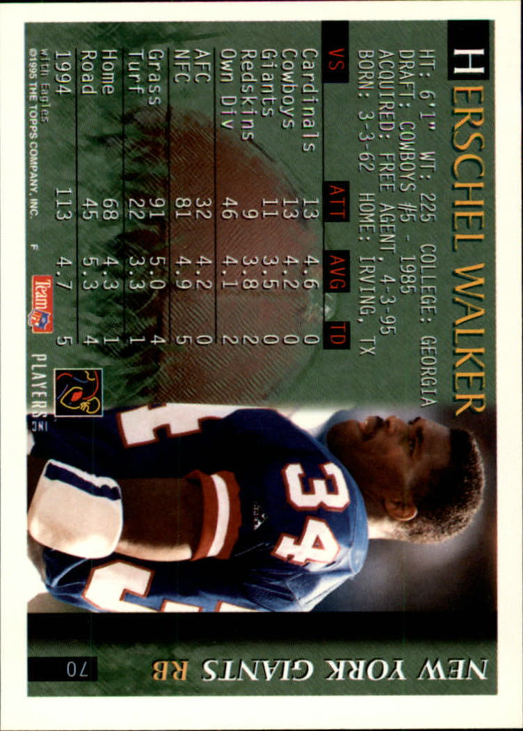1995 Bowman #70 Herschel Walker back image