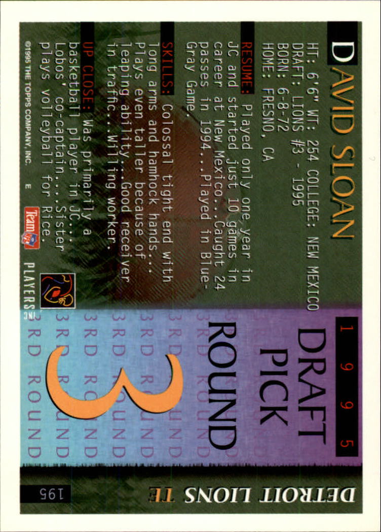 1995 Bowman #195 David Sloan RC back image