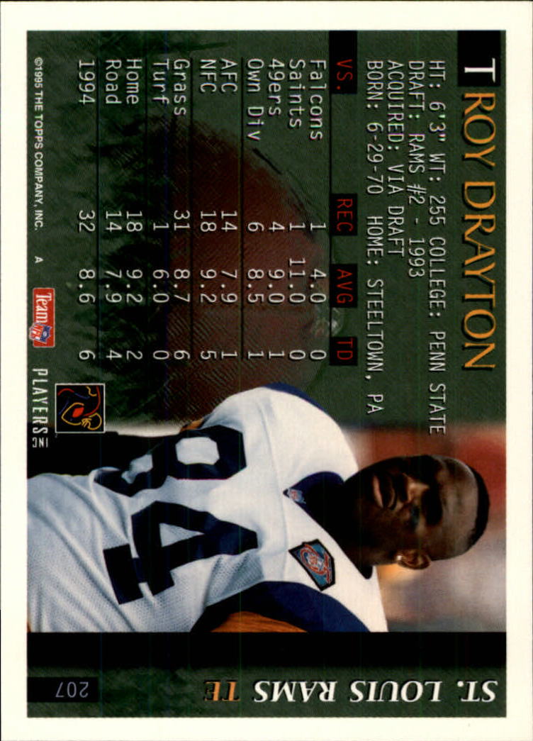 1995 Bowman #207 Troy Drayton back image