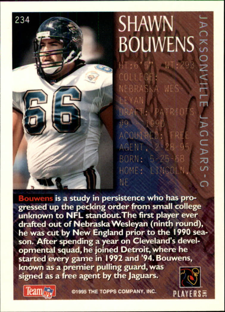 1995 Bowman #234 Shawn Bouwens FOIL back image
