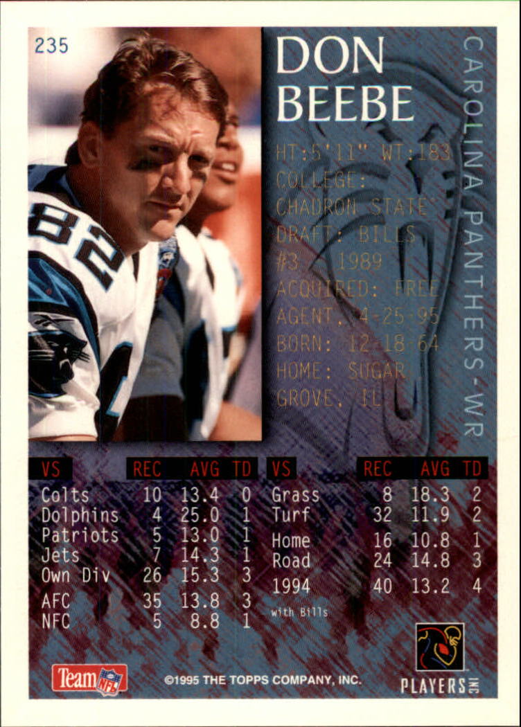1995 Bowman #235 Don Beebe FOIL back image
