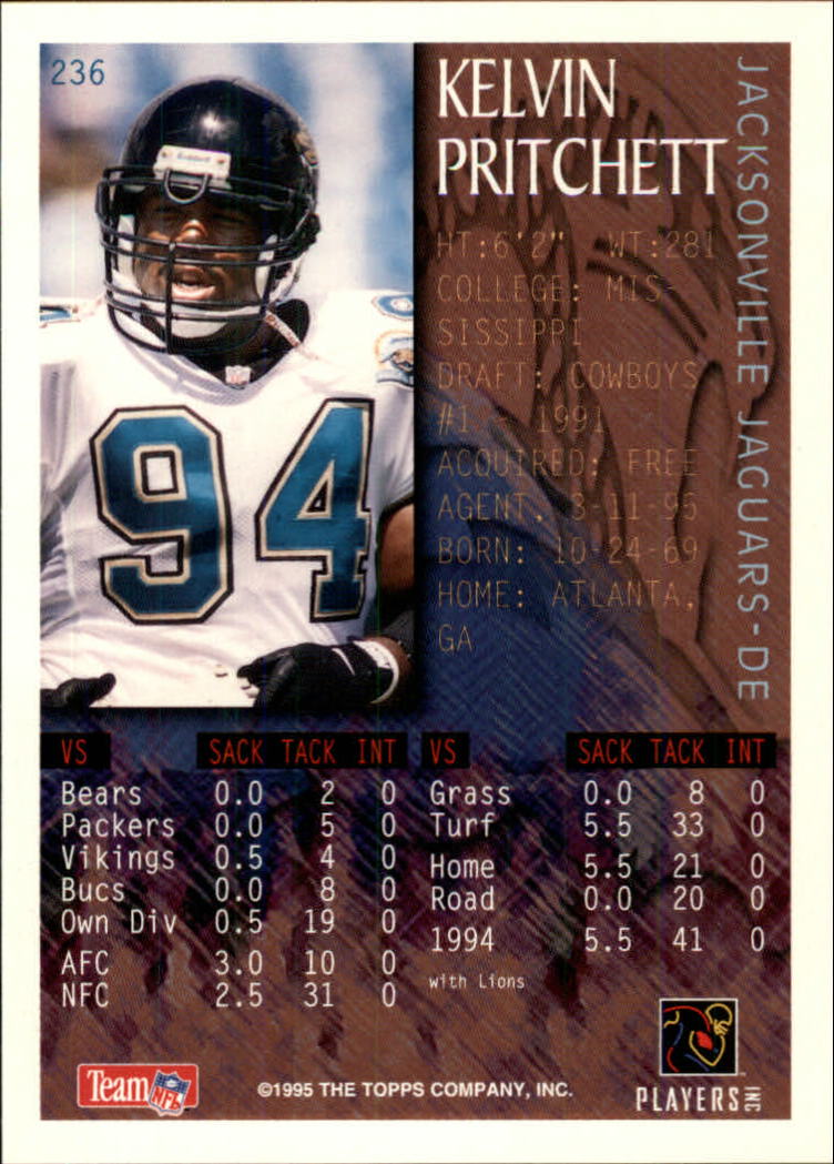 1995 Bowman #236 Kelvin Pritchett FOIL back image