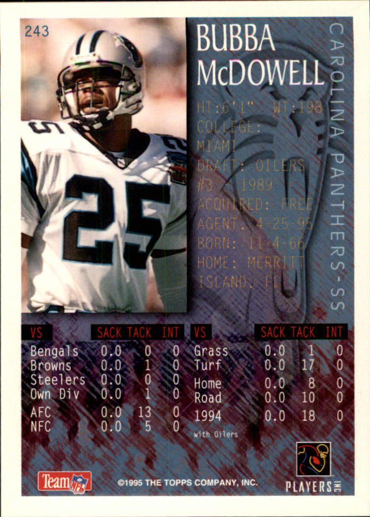 1995 Bowman #243 Bubba McDowell FOIL back image