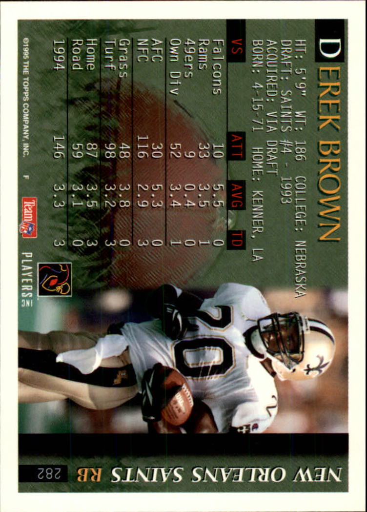 1995 Bowman #282 Derek Brown TE back image