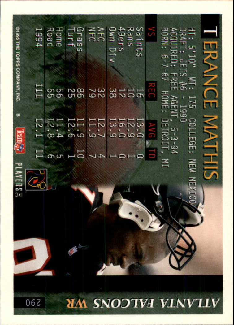 1995 Bowman #290 Terance Mathis back image