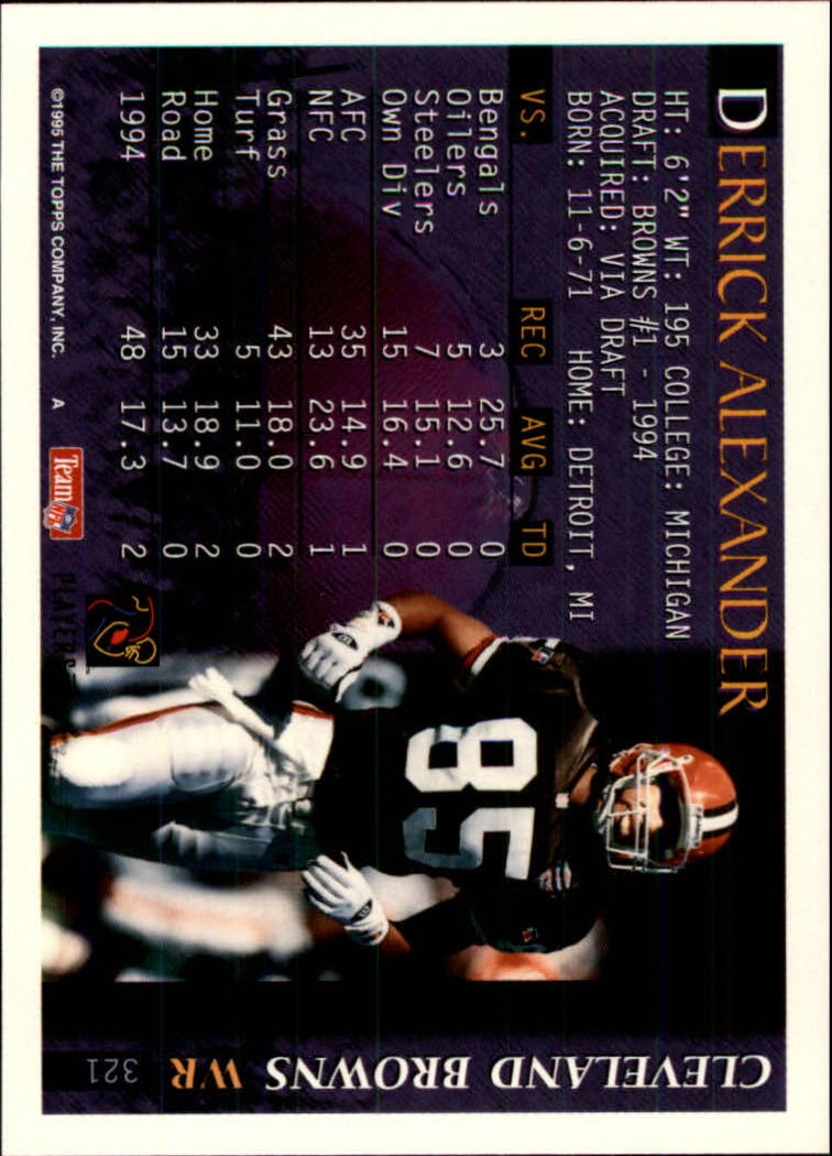 1995 Bowman #321 Derrick Alexander WR back image