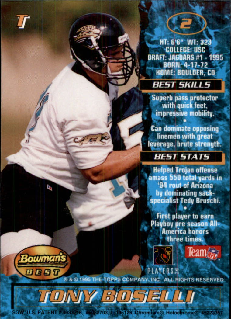 1995 Bowman's Best #R2 Tony Boselli RC back image