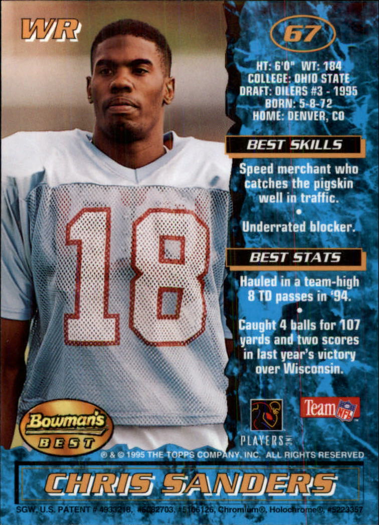 1995 Bowman's Best #R67 Chris Sanders RC back image