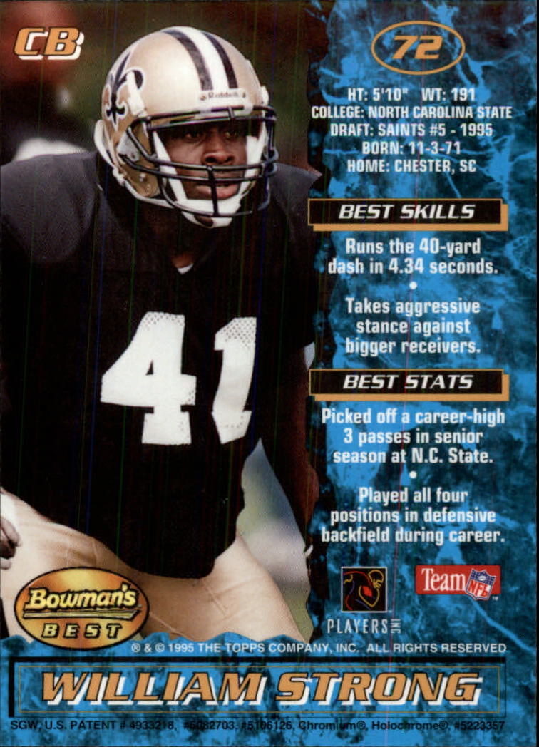 1995 Bowman's Best #R72 William Strong RC back image