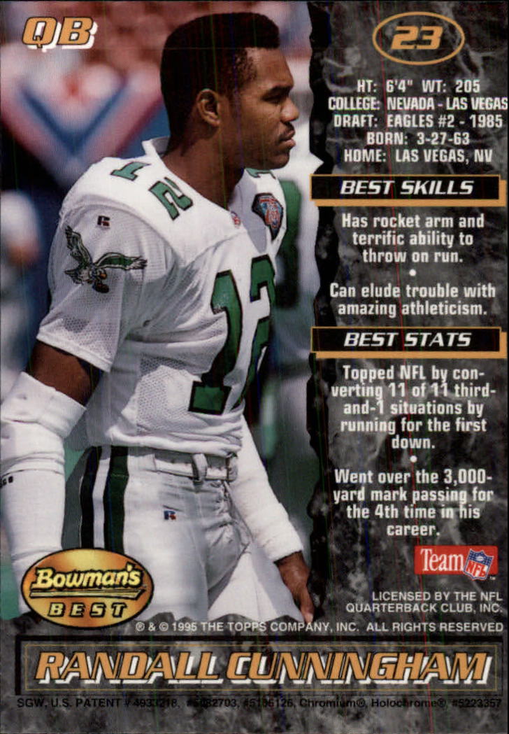 1995 Bowman's Best #V23 Randall Cunningham back image