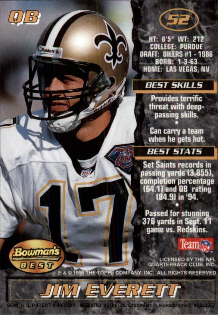 1995 Bowman's Best #V52 Jim Everett back image