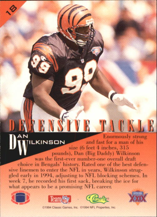 1995 Classic NFL Experience #18 Dan Wilkinson back image