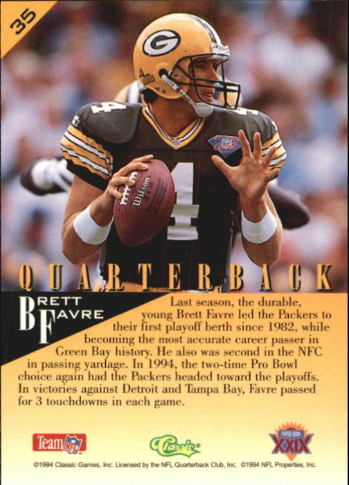1995 Classic NFL Experience #35 Brett Favre back image