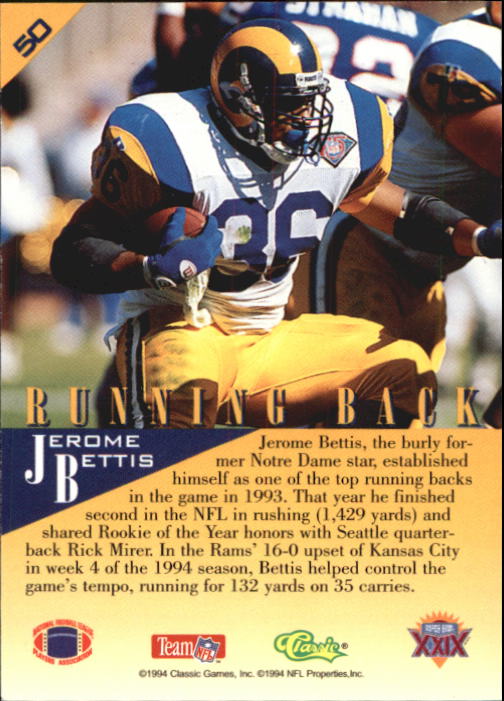 1995 Classic NFL Experience #50 Jerome Bettis back image