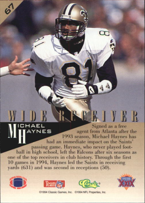 1995 Classic NFL Experience #67 Michael Haynes back image