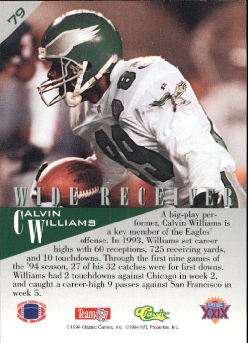 1995 Classic NFL Experience #79 Calvin Williams back image