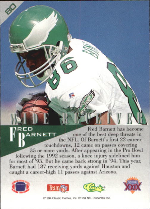1995 Classic NFL Experience #80 Fred Barnett back image
