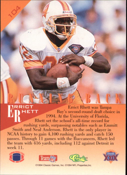 Errict Rhett 1994 Classic Gold #4 - Tampa Bay Buccaneers, Florida