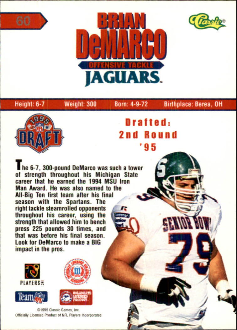 1995 Classic NFL Rookies 60 Brian DeMarco NMMT