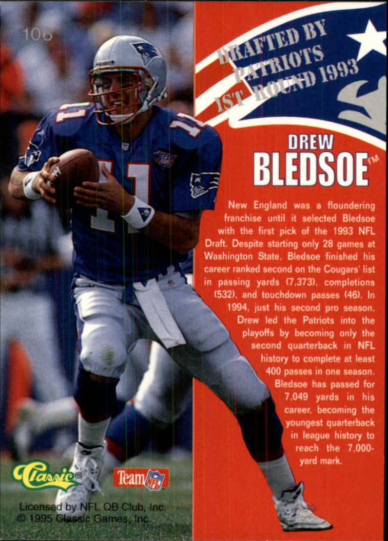 1995 Classic NFL Rookies #106 Drew Bledsoe back image