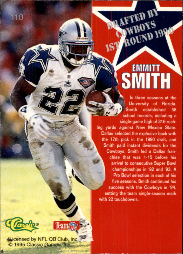 1995 Classic NFL Rookies Silver #110 Emmitt Smith back image