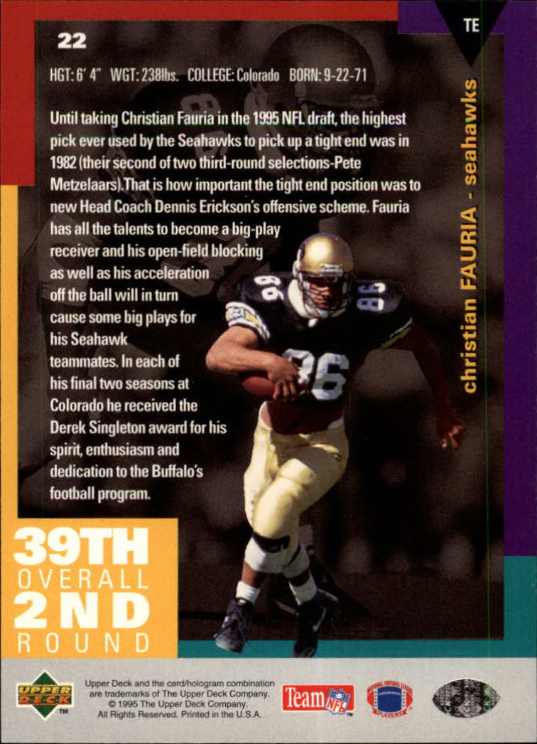 1995 Collector's Choice #22 Christian Fauria RC back image