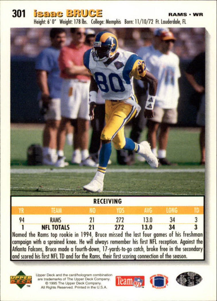 1995 Collector's Choice #301 Isaac Bruce back image