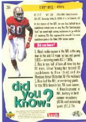 1995 Collector's Choice Player's Club #36 Jerry Rice DYK back image